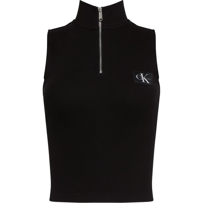 Slim Fit Cropped Zip Neck Tank