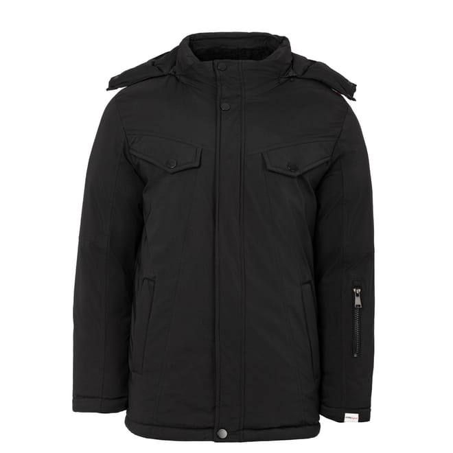 Solid Patterned Hooded Snap Button Ribbed Cuff Puffer Jacket