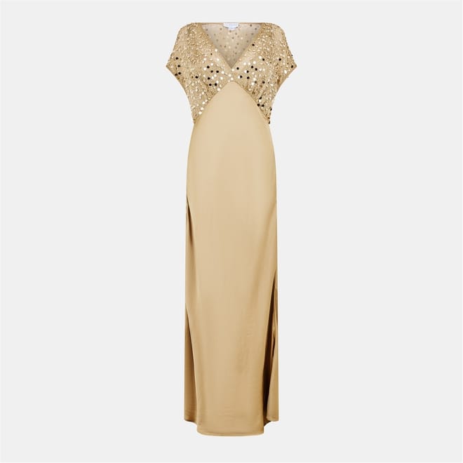 Sequin Elodie V-Neck Maxi Gown Dress