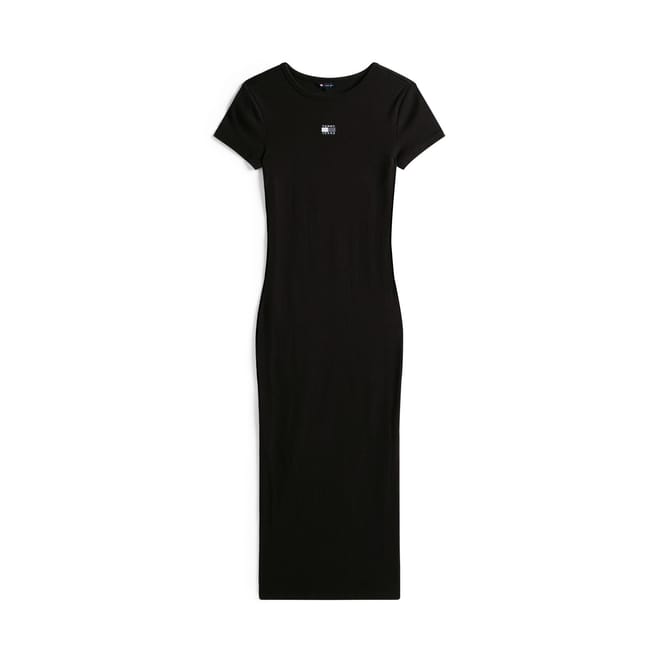 Badge Crew Neck Midi Bodycon Dress