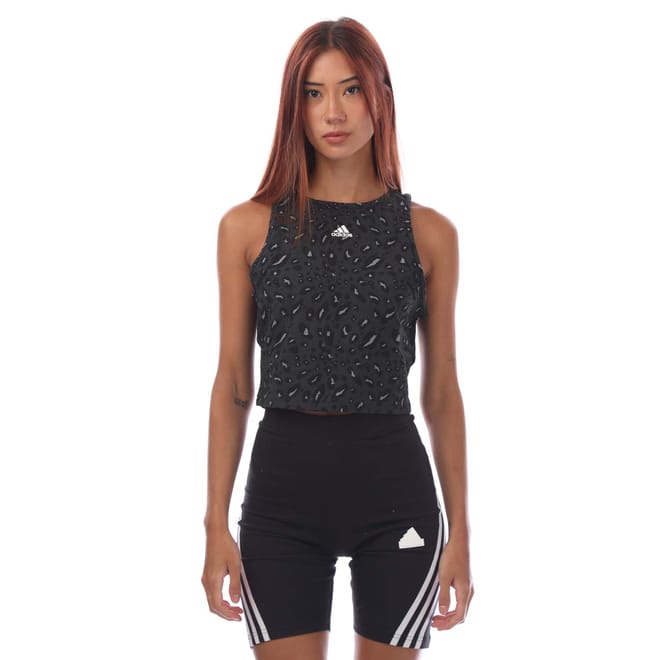 Essentials Animal-Print Crop Tank Top