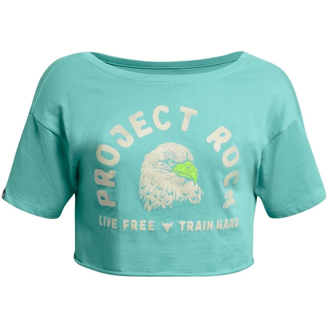Large Genie Graphic Cropped Relaxed Fit V-Neck T-Shirt