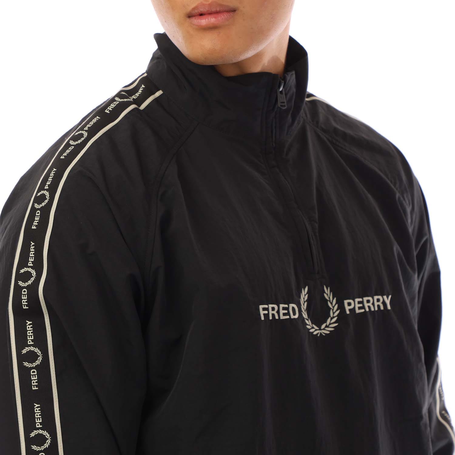 【希少】FRED PERRY TAPED SHELL JACKET Fred Perry Tape Sleeve Shell Jacket Black - Terraces Menswear