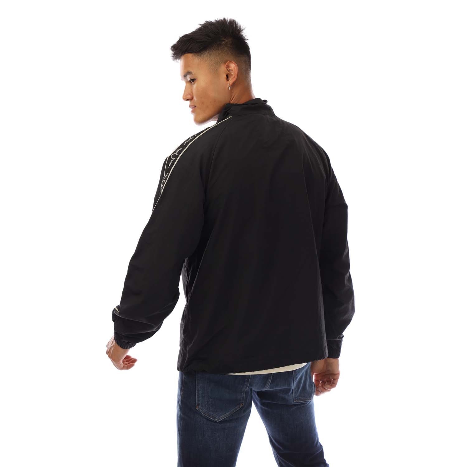 Black Fred Perry Taped Sleeve Shell Jacket - Get The Label