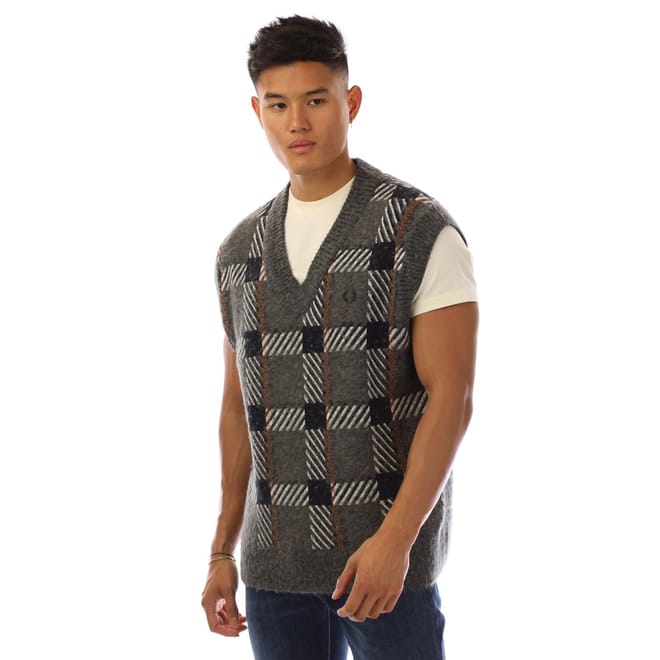 Glitch Tartan Knitted Tank Top