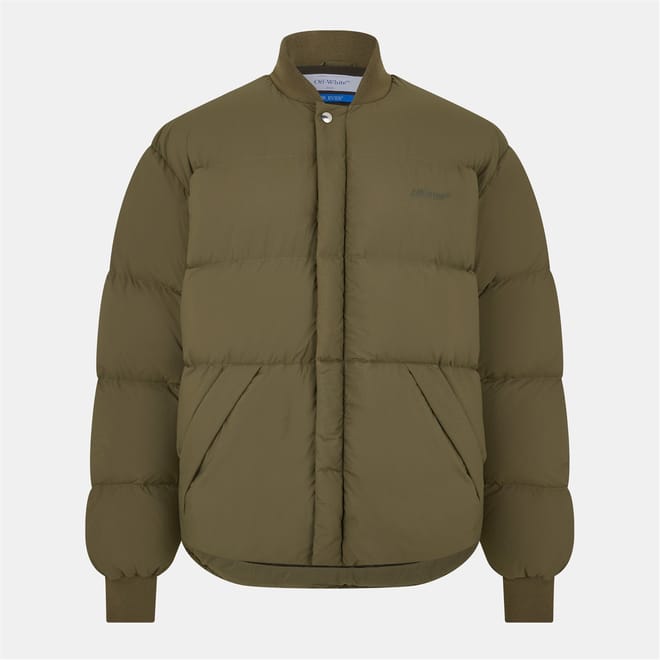 Solid Patterned Ribbed Cuff Puffer Jacket
