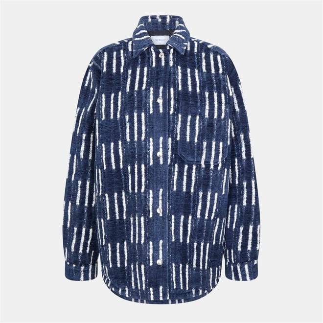 Striped Overshirt with Woven Cuff