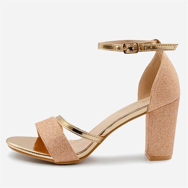 Glitter Perla Mid Block Heel Sandals Ladies