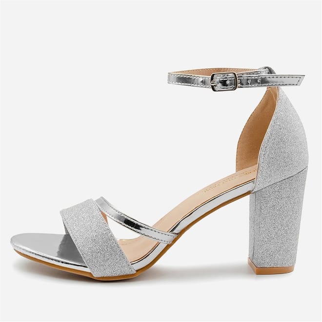 Glitter Perla Mid Block Heel Sandals Ladies