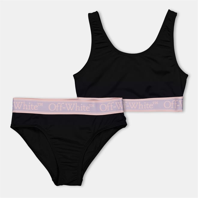 Crew Neck Logo Print Bikini Set