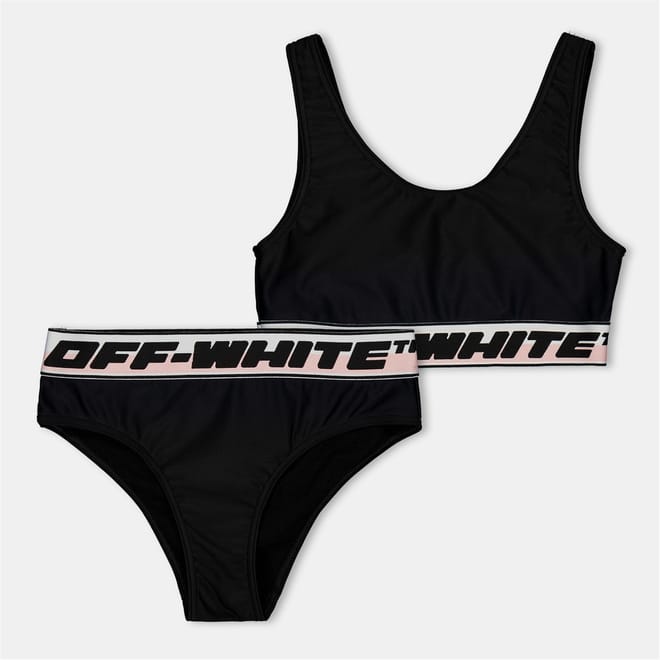 Solid Patterned Logo Lettering Bikini Set