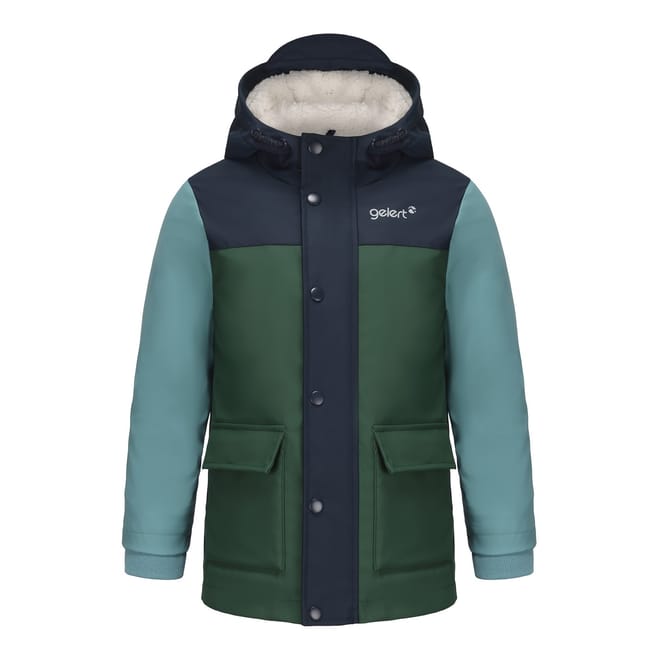 Hooded Snap Button Color Block Parka Jacket