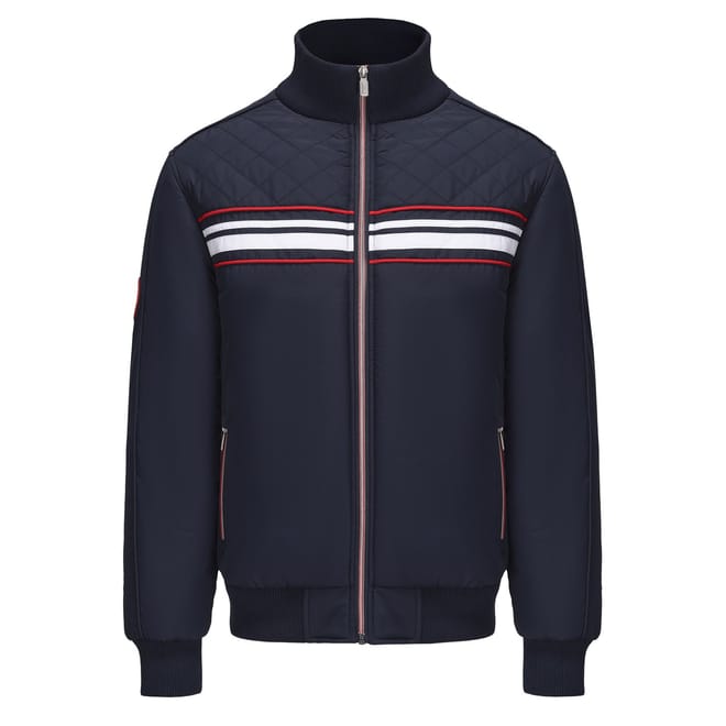 C And S Stripe Patterned Ribbed Cuff Bomber Jacket