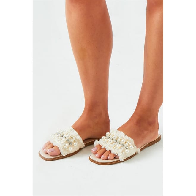 Diamante Vamp Espadrille Flatform Sandals