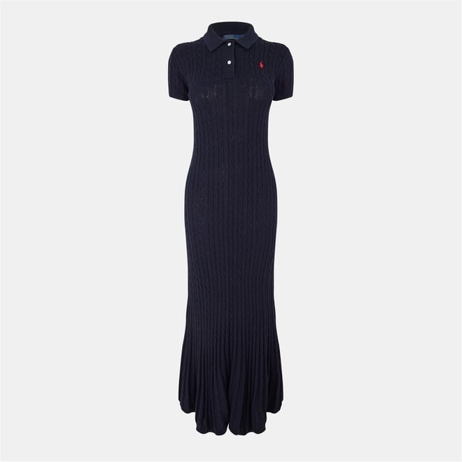 Polo Cable Collared Neck Maxi Dress
