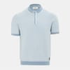 Mens Quarter Short Sleeve Ribbed Knit Button Polo