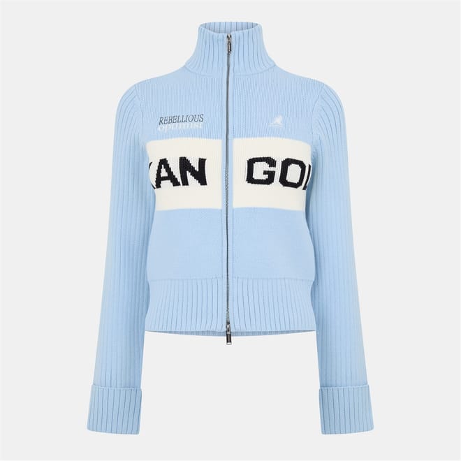  Logo Turtleneck Rib Knitted Full Zip Cardigan