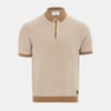 Mens Quarter Short Sleeve Ribbed Knit Button Polo