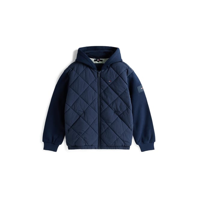 Hooded Neck Quilted Puffer Jacket with Ribbed Cuff
