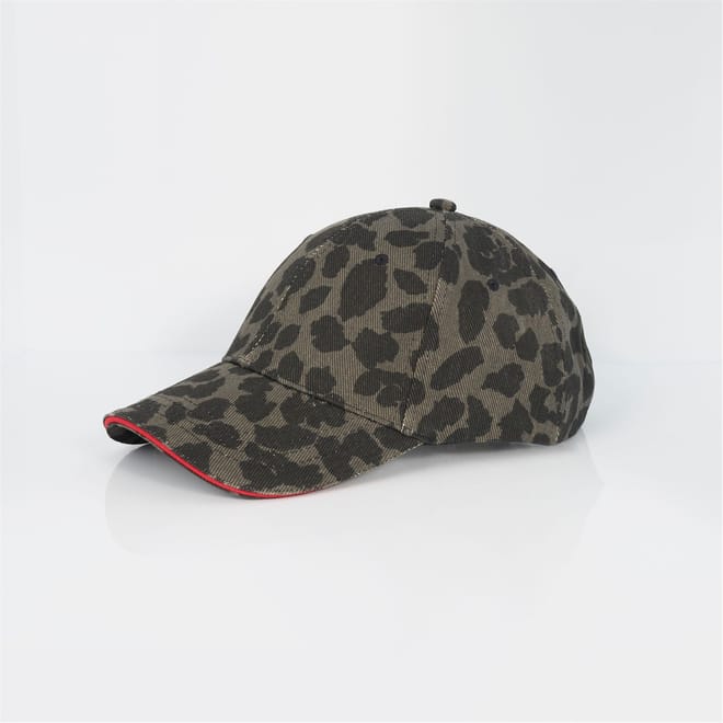 Mens Print Cap With Contrast Stripe