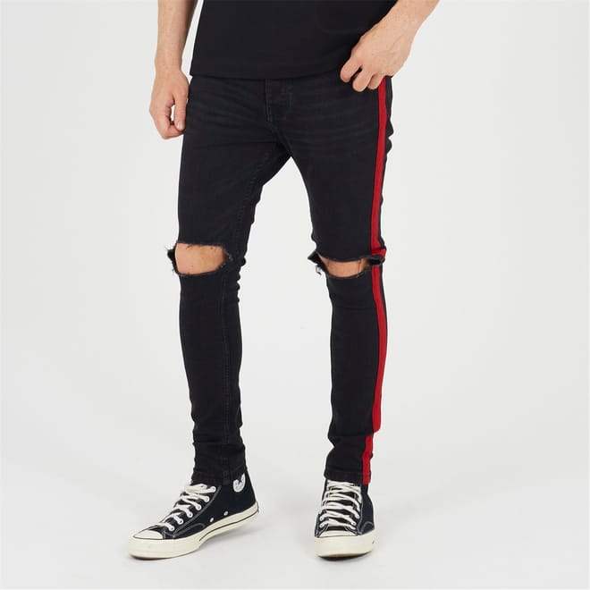 Fit Jeans With Contrast Side Seam Tape Detail