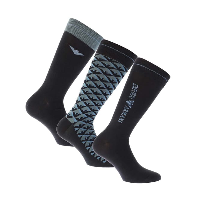 3 Pack of Jacquard Logo Socks