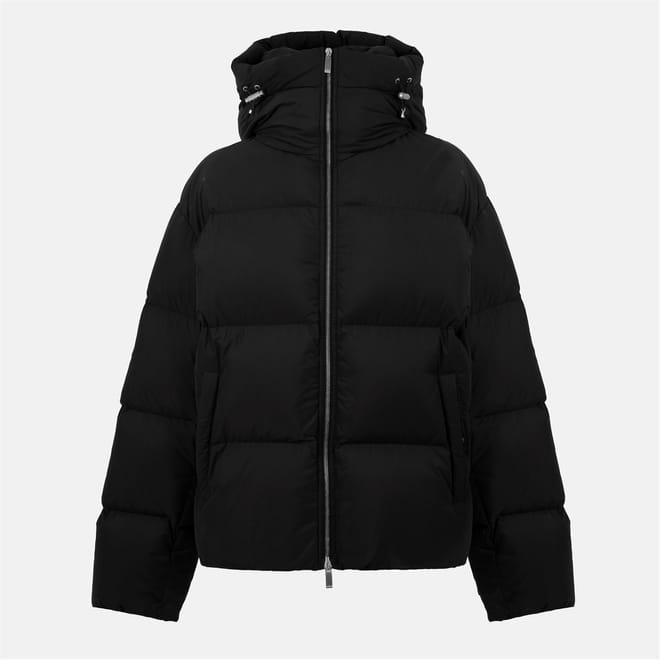 Solid Patterned Hooded Puffer Jacket