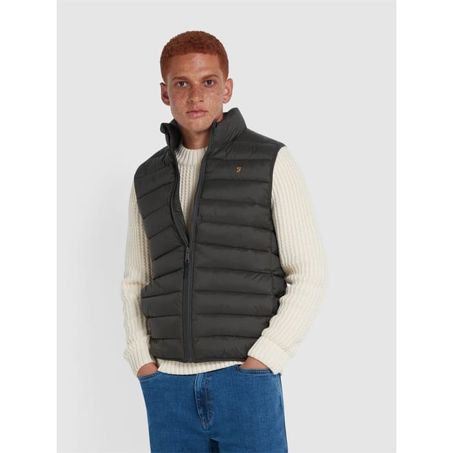 Joel Solid Patterned Full Zip Quilted Gilet