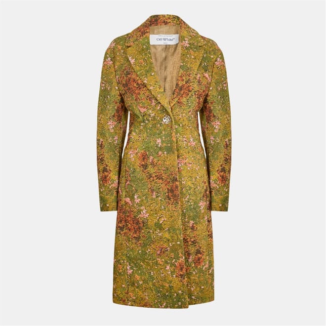 Floral Patterned Lapel Collared Over Coat