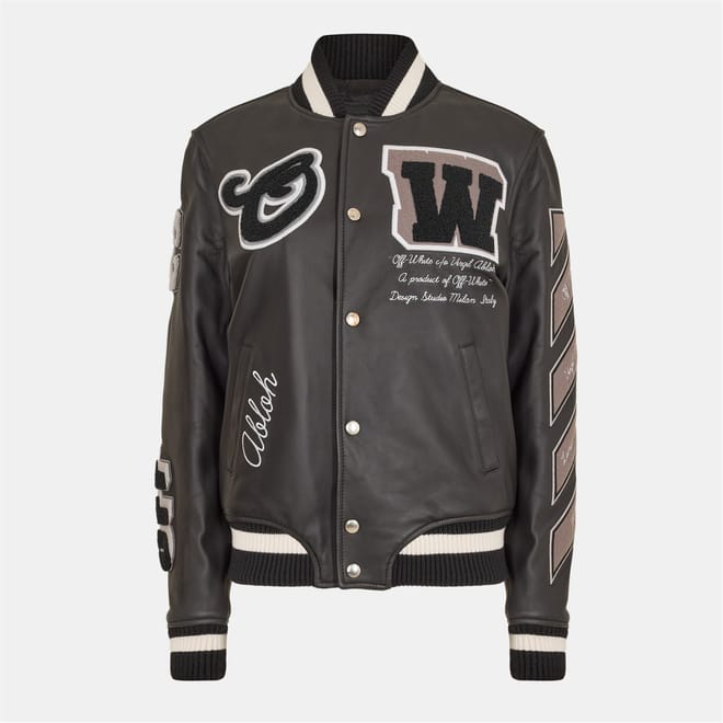 Moon Solid Patterned Snap Button Embroidered Varsity Jacket