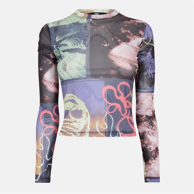 Ludlow Mesh Slim Fit Cropped Long Sleeve Mock Neck T-Shirt