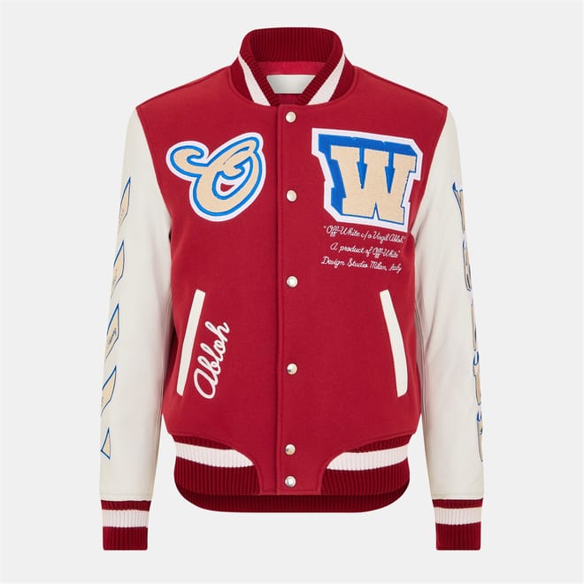Varsity Jacket with Lettering and Ribbed Cuff