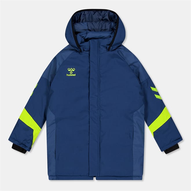 Hooded Snap Button Color Block Bench Jacket with Ribbed Cuff