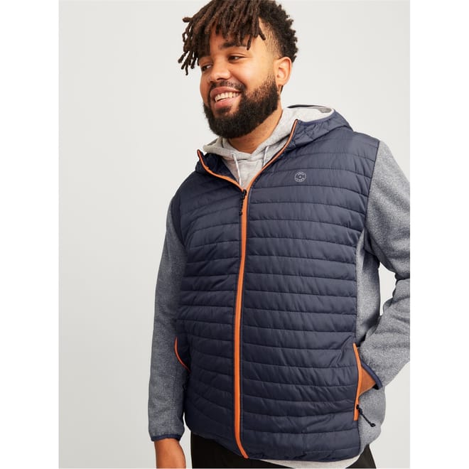 Solid Patterned Hooded Ribbed Cuff Puffer Jacket