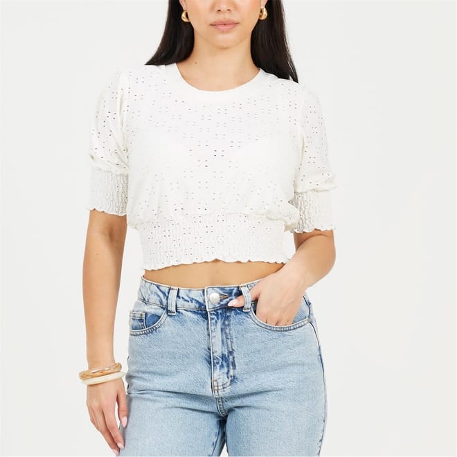 Top With Shirred Sleeves