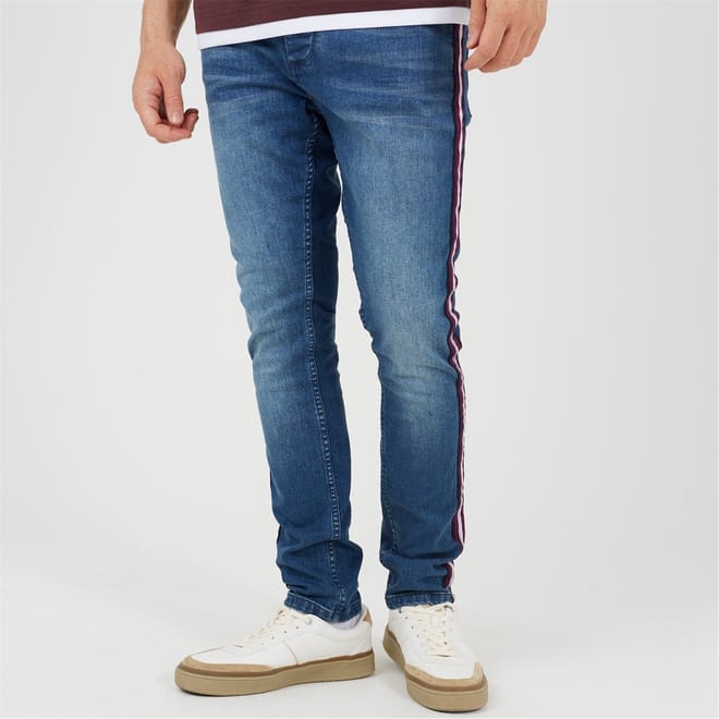 Fit Jeans With Contrast Side Seam Tape Detail