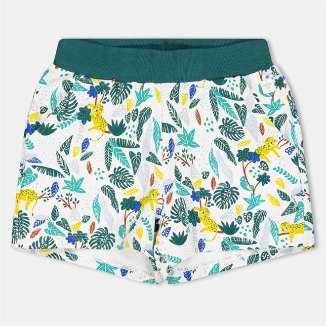 Leaf Print Bermuda Shorts with Elasticated Waistband