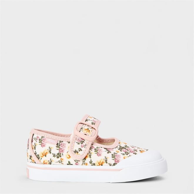 Mary Jane Romantic Floral Pink Mult Canvasas Trainers Unisex Kids