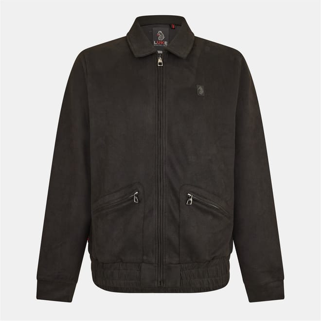 Magnus Solid Patterned Zipped Pocket Ribbed Cuff Bomber Jacket