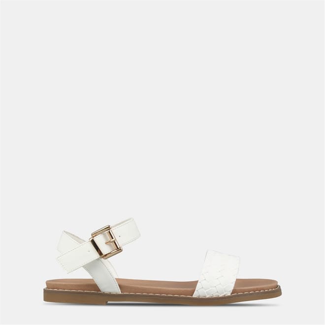 Interweave Textured Open Toe Flatform Slides