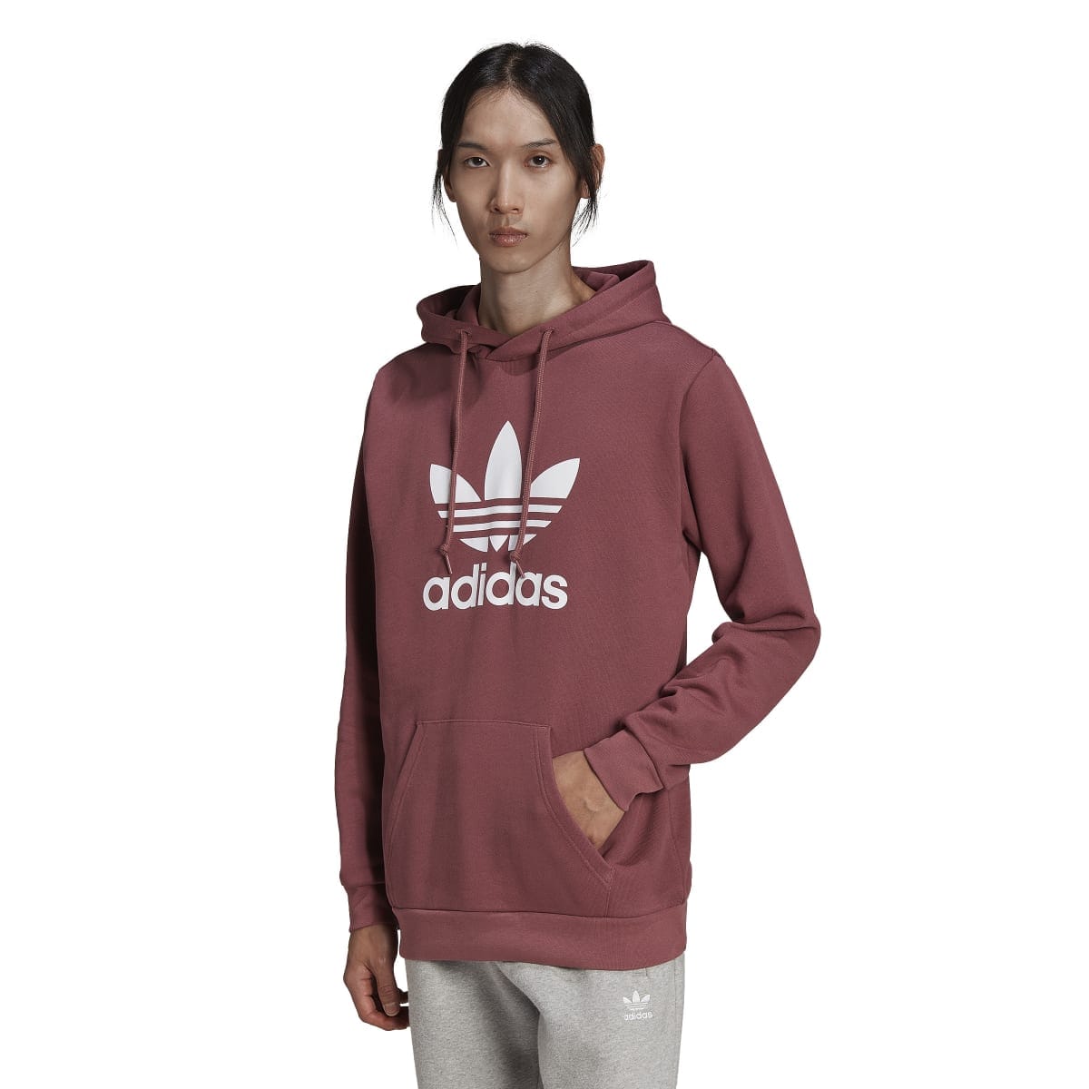 Burgundy adidas Originals Mens Adicolor Classics Trefoil Hoody Get The Label