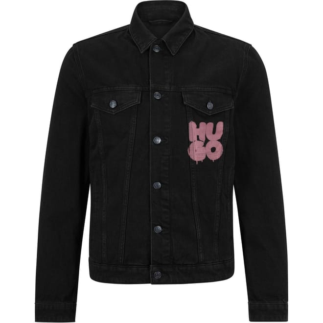 Snap Button Lettering Denim Jacket