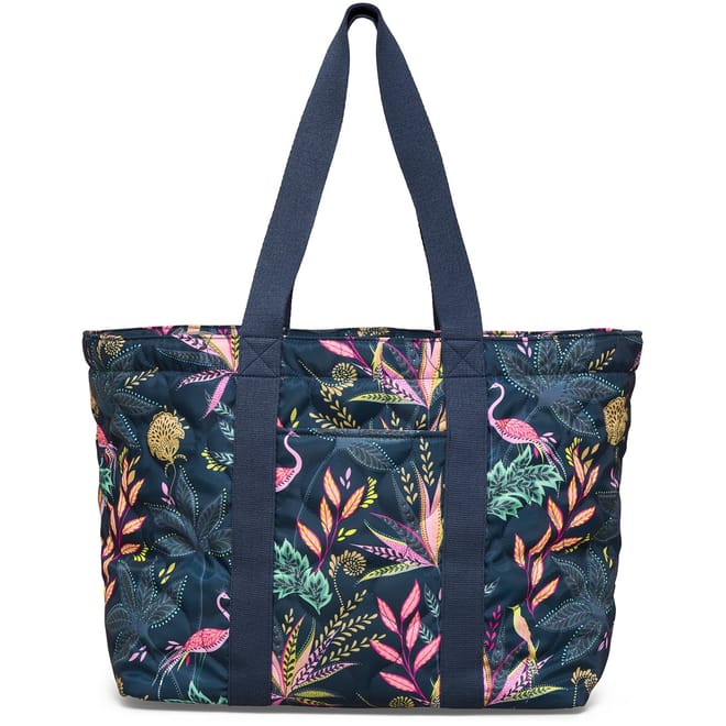 Quilt Floral Patterned Tote with Detachable Strap