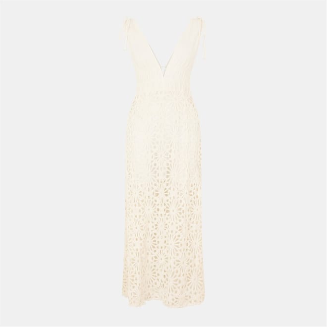 Crochet V-Neck Maxi A-Line Dress