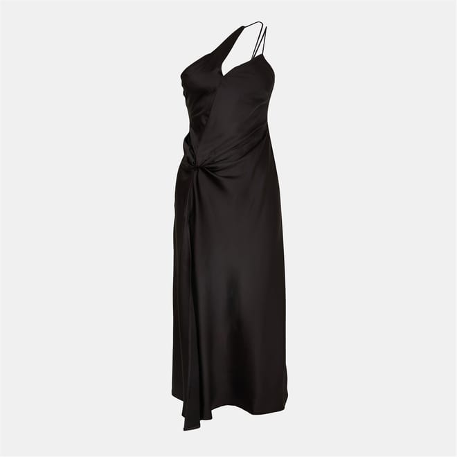 Satin One Shoulder Maxi Slip Dress