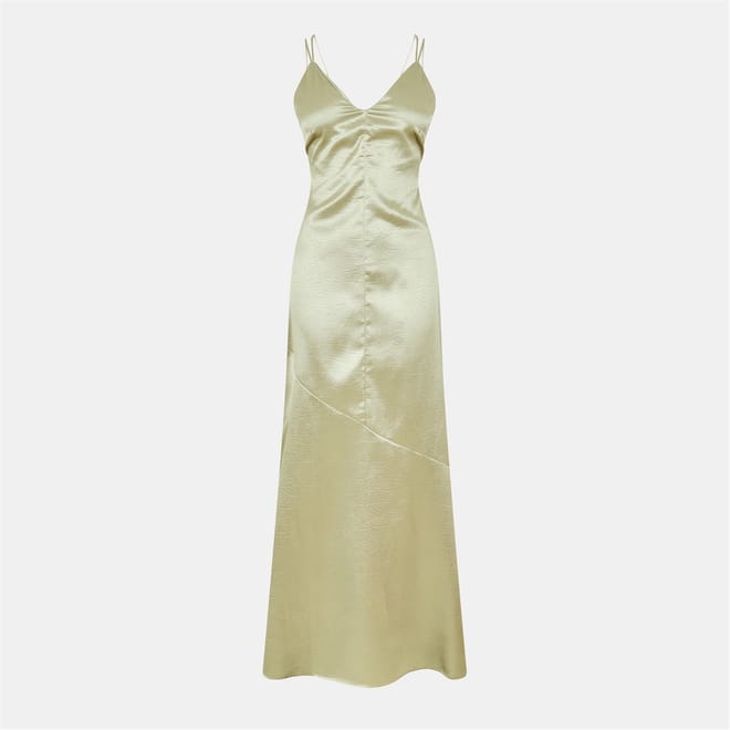 Satin Sleeveless V-Neck Maxi Slip Dress
