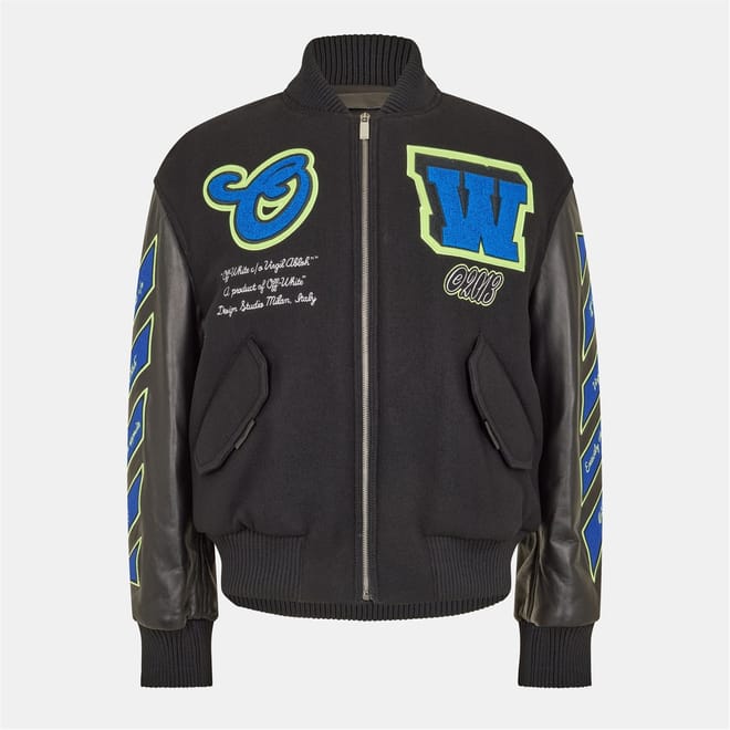 Solid Patterned Bomber Jacket with Lettering