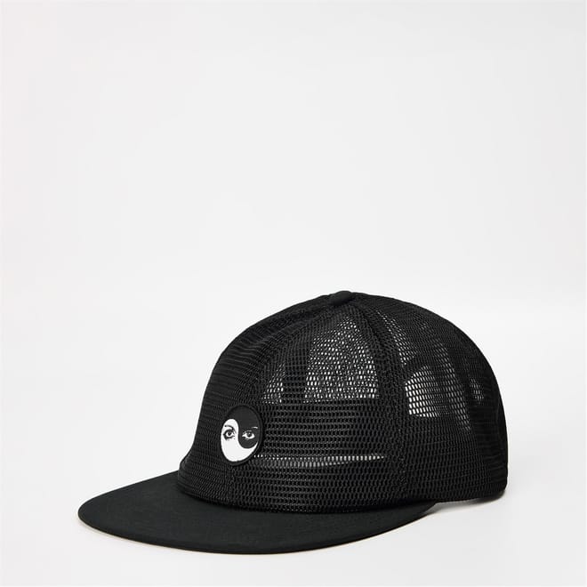 Skate Yin Yang Eyes Mesh 6 Panel Flat Bill Trucker Cap