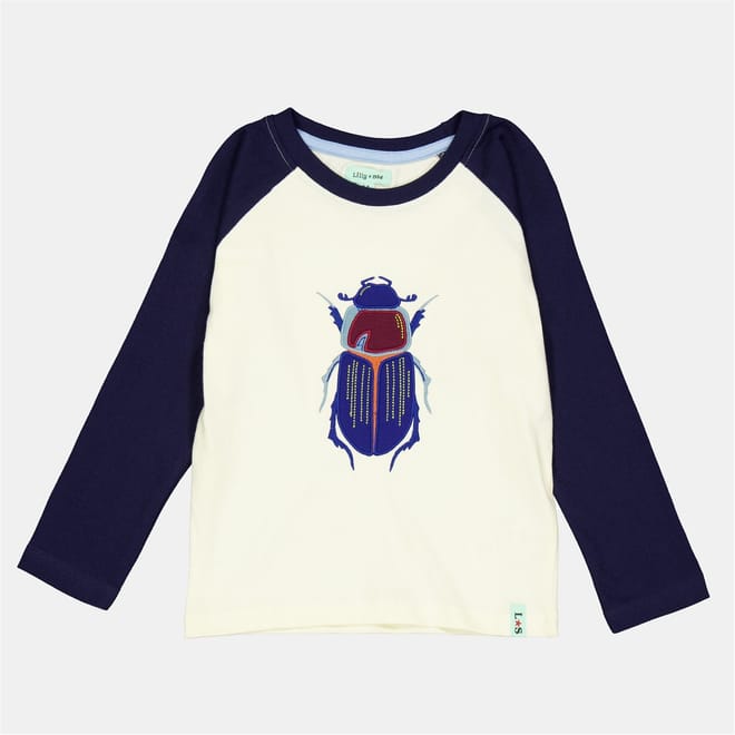 Beetle Embroidered Raglan Sleeve T-Shirt