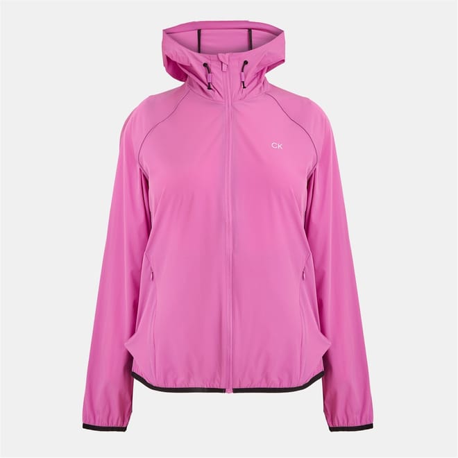 Hooded Neck Solid Patterned Windbreaker